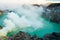 Lake and Sulfur Mine at Khawa Ijen Volcano Crater, Java Island, Indonesia.