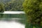 Lake surrounded by green mountains