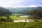 Lake surrounded by tea plantation in Bandung