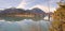 Lake sylvenstein with bridge and water reflection