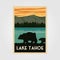 Lake tahoe national park vintage poster outdoor vector illustration design, wild bear poster