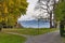 Lake Thun in the Swiss town of Thun. Alps mountains. Thunersee