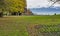 Lake Thun in the Swiss town of Thun. Alps mountains. Thunersee