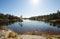 Lake with tiny islet in Spring.