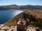 Lake Titicaca bay in copacabana in bolivia mountains