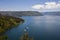 Lake Toba is a large natural lake in North Sumatra, Indonesia