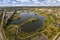 Lake, Townhomes and Community Center Aerial