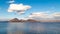 Lake Toya with Nakajima Island during winter in Hokkaido Japan