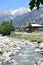 Lake and trees and mountains and ice on hills and a mosque on the way to kumrat valley nice and beauty of kp Pakistan