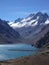 Lake under the chilean argentinien border pass at aconcagua