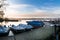 Lake Varese from the small harbor of Cazzago Brabbia, province of Varese, Italy