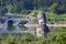 lake and viaduct in Romania. Ceahlau mountain