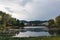 Lake view in autumn. Artificial Lake of Tirana, Albania