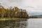 Lake view in autumn. Artificial Lake of Tirana, Albania