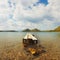 Lake Vouliagmeni in Greece against a beautiful sky