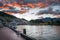 Lake Wakatipu at Queenstown with dramatic morning sky, New Zealand