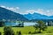 Lake Walchsee near Koessen at the Wilder and Zahmer Kaiser in Tirol, Austria