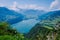 lake Walensee. Switzerland, Europe, viewpoint over the Walensee