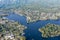 Lake Wannsee Berlin, aerial view of lake and island