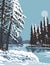 Lake Waskesiu in Prince Albert National Park During Winter in Saskatchewan Canada WPA Poster Art