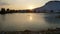 Lake with waterfowl near the mountains. Denizli, Pamukkale.  Turkey