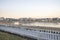 Lake waterfront view against the view of large residential houses