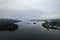 Lake Windermere,  Lake District in England in winter with snow on the ground. Aerial drone above view