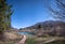 Lake Zelenci with observation trail footbridge in nature reserve Slovenia