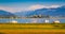 Lake Zurich with the historic town of Rapperswil at sunset, Switzerland