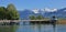 Lake Zurichsee and snow capped mountains