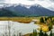 Lakes with mountain range in the distance