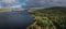 Lakeshore with forest at a lake in Lapland in Sweden from above