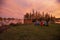 Lakeside chairs at sunset