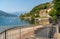 Lakeside of Colmegna with historic charming villa on lake Maggiore, municipality of Luino, Italy