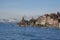 Lakeside homes seen from a cruise boat at Lake Thun, Switzerland, Europe