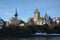 Lakeside homes seen from a cruise boat at Lake Thun, Switzerland, Europe