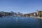 Lakeside homes seen from a cruise boat at Lake Thun, Switzerland, Europe