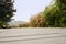 Lakeside planked pavement in sunny spring