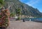 Lakeside promenade limone with flower column and lake view