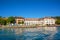 Lakeside promenade at Orta, view from San Giulio island, Hotel S