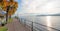 Lakeside promenade Traunsee, tourist resort Gmunden, autumn season Salzkammergut