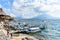 Lakeside restaurants, jetties & boats, Lake Atitlan, Guatemala