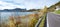 Lakeside road along lake Mondsee with mountain view. austria salzkammergut