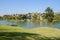 Lakeside villas in sunny winter afternoon