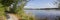 Lakeside walkway around kirchsee, idyllic natural landscape