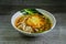 Laksa rice noodle with fried egg