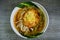 Laksa rice noodle with fried egg