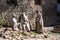 Lalibela, Ethiopia - Feb 14, 2020: Ethiopian people at the famous Monastery Neakuto Leab near Lalibela in Ethiopia