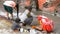 LALITPUR PATAN, NEPAL - 12 OCTOBER 2018 People washing near temple wall. View of women washing hair and clothes with