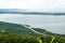 Lam TaKhong reservoir top view at Khao Yai Thiang hill view point. Nakhonratchasrima Province, Thailand